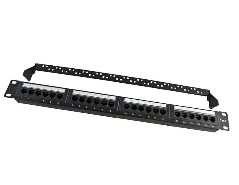 UTP Cat.6 Patch panel , 24 Port dual use IDC with back bar Copper System Patch Panel